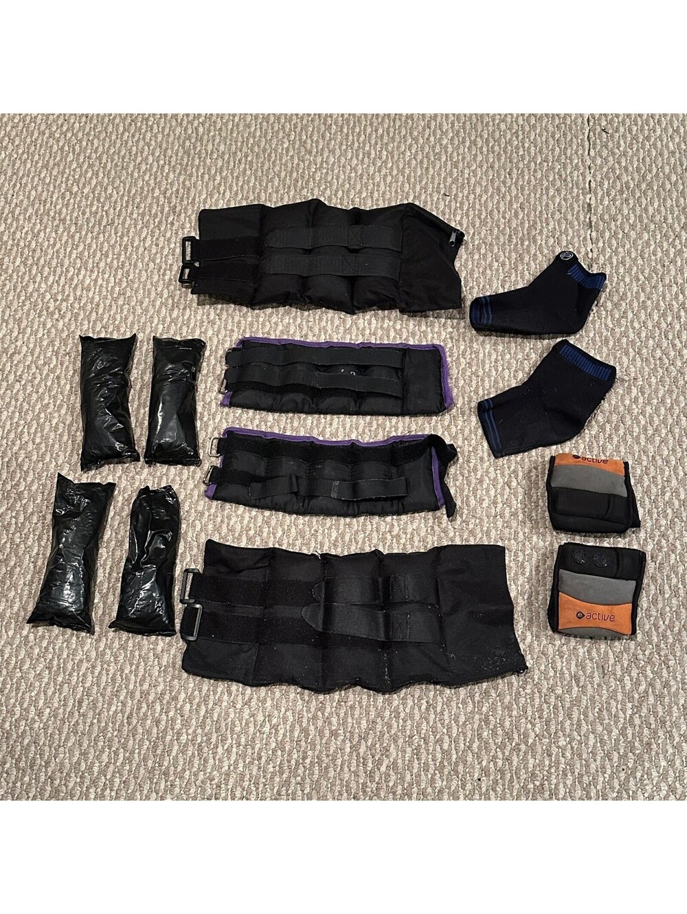 Active Fitness Bundle Adjustable Weighted Ankle Wrist Straps + Accessories - Lot